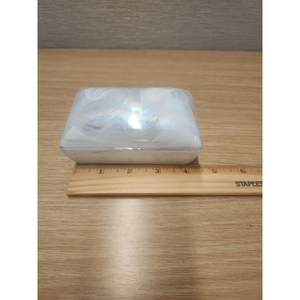 Vintage White Swirled Opulent Glass Lidded Trinket Or Jewelry Box Crowning Touch